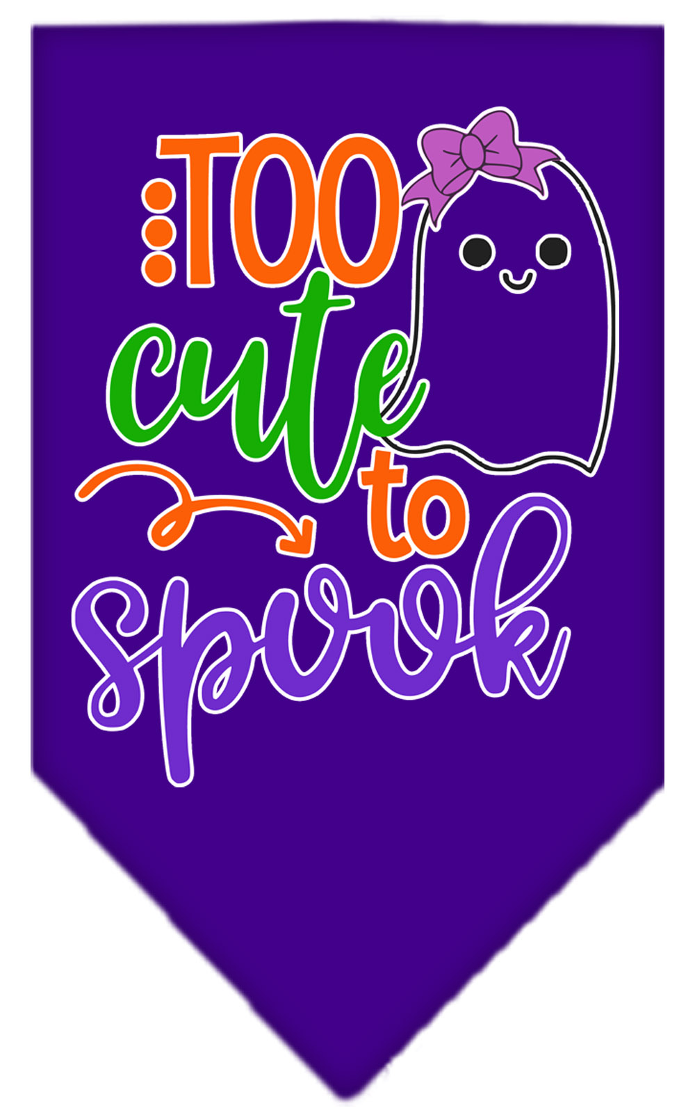 Too Cute to Spook-Girly Ghost Screen Print Bandana Purple Large
